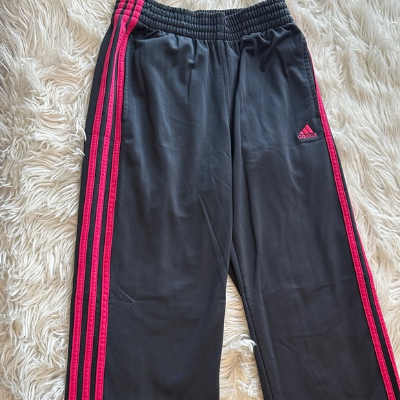 Adidas Black Pants with Pink performance 3 Stripes - Picture 5 of 5